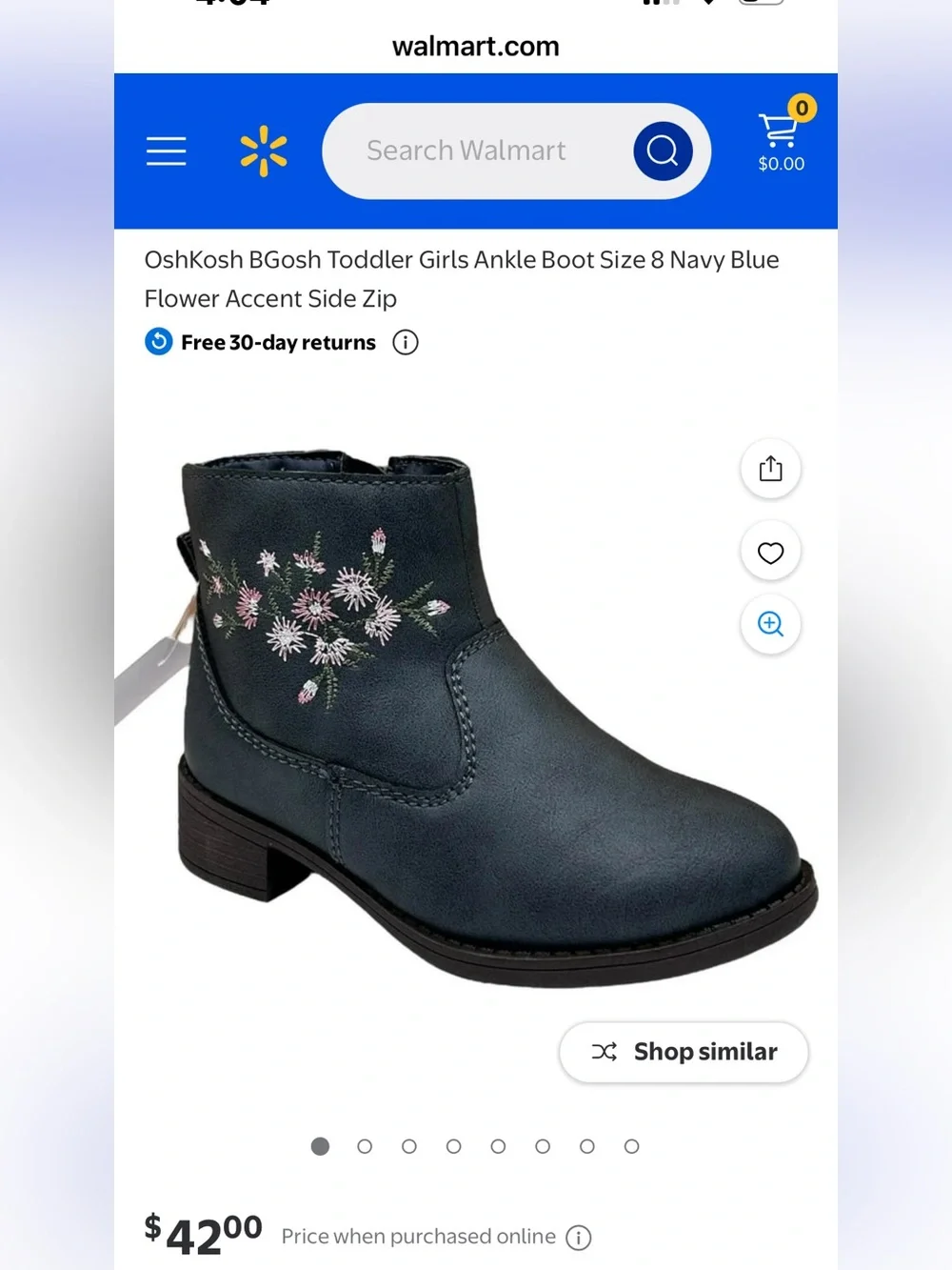 OshKosh BGosh Toddler Girls Ankle Boot Size 6M